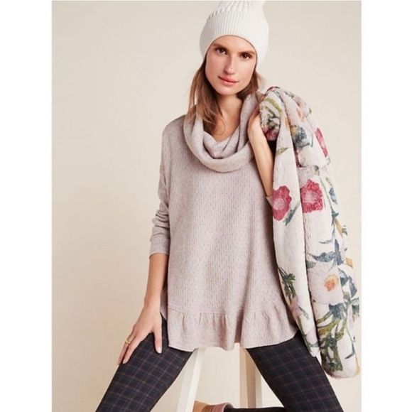 Anthropologie Sweaters - Anthropologie | Maeve Addie Ruffled Pullover Cowl Neck Small